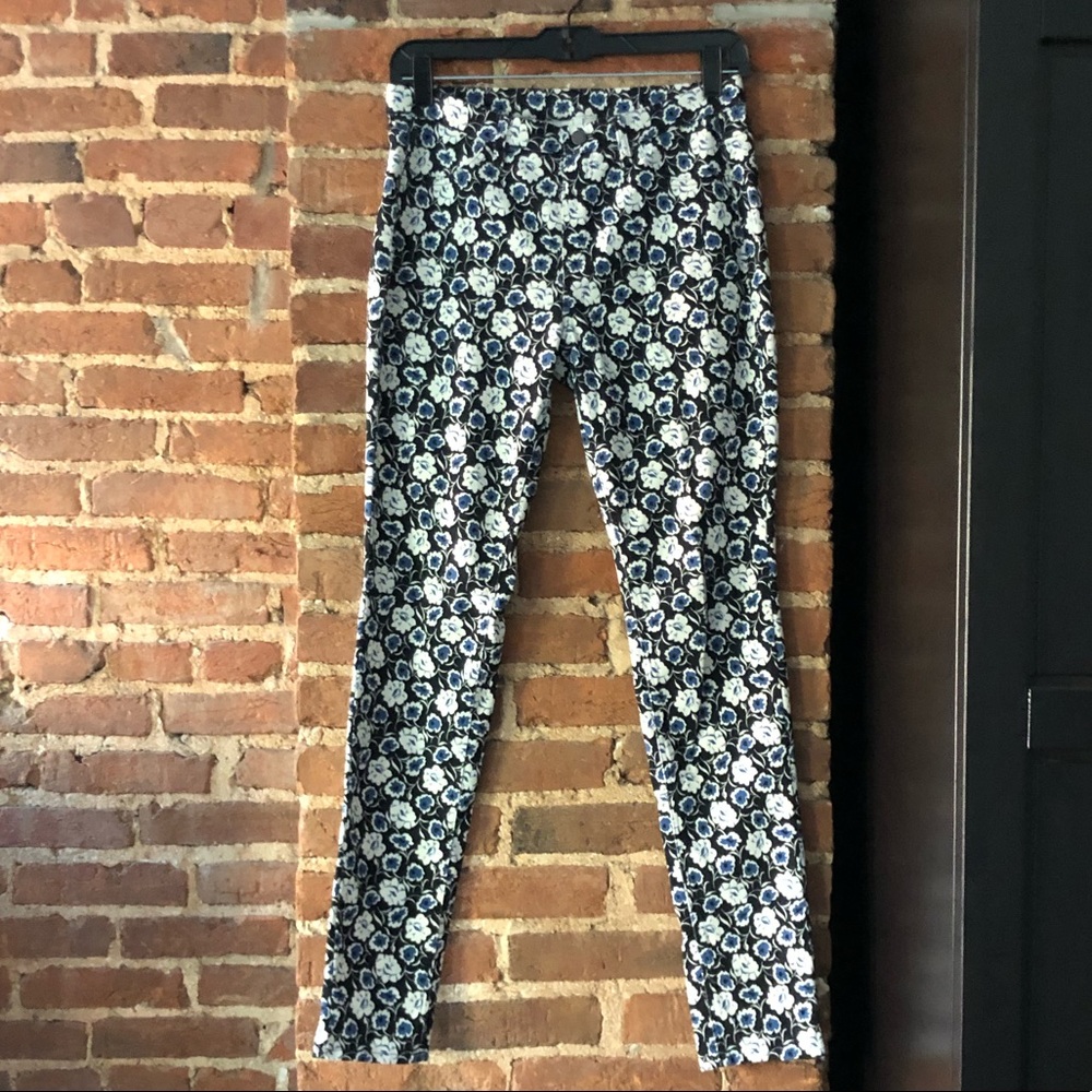 UNIQLO Floral Printed Jeggings, Black and Blue